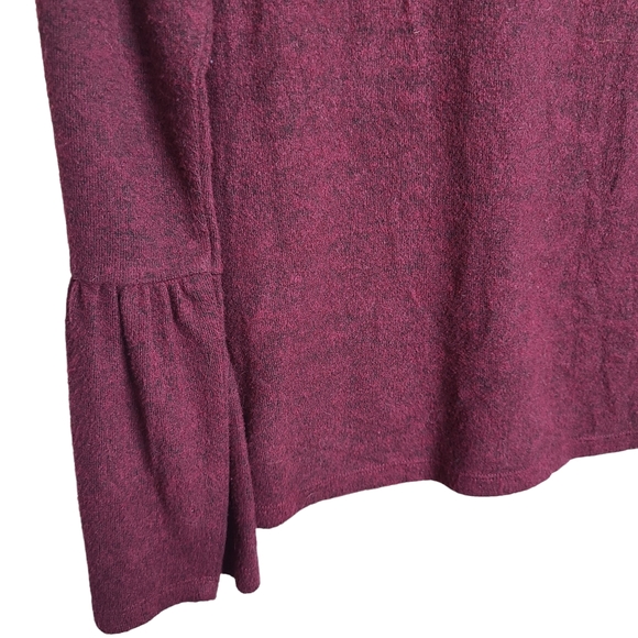 Lucky Brand Burgundy Super Soft Sweater Blouse Bell Sleeves Size Small - Picture 4 of 9